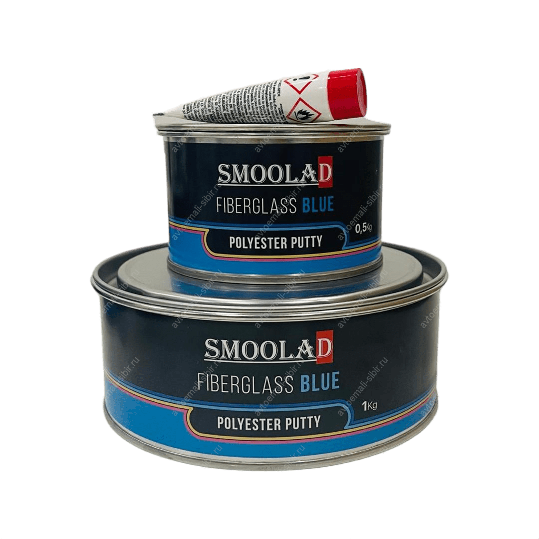 SMOOLAD BLACK Шпатлевка голубая BLUE GLASS 0.5кг +  отвердитель