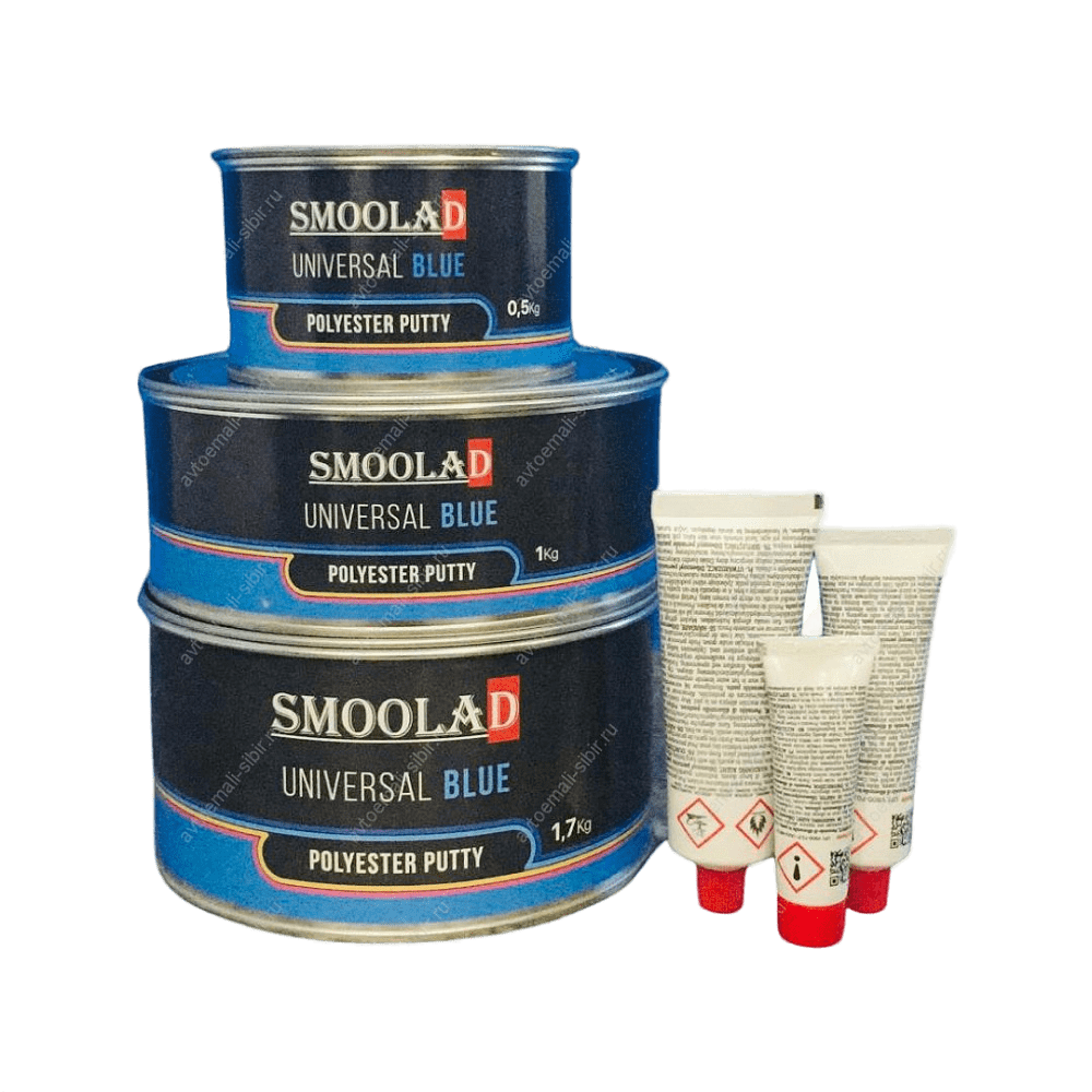 SMOOLAD BLACK Шпатлевка голубая BLUE UNIVERSAL 1.0кг +  отвердитель