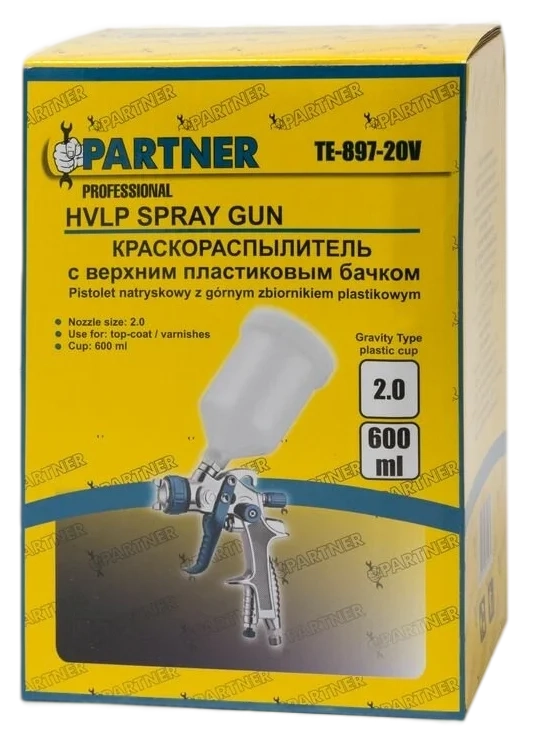 TE-897-20V (Partner) Краскопульт (600мл, 2.0мм, 3.5 bar. 100-128л/мин, 1/4