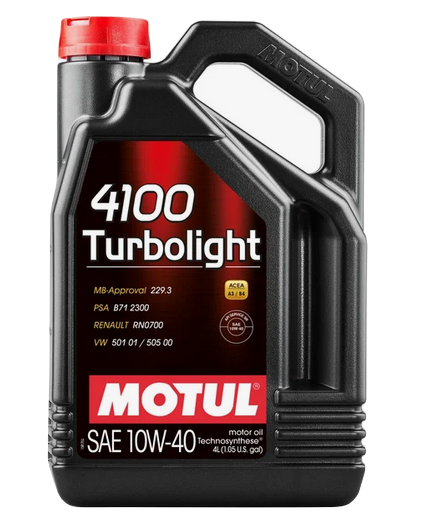 MOTUL 109462 масло моторное 4100 10w40 Turbolight SN/CF полусинтетическое 4л