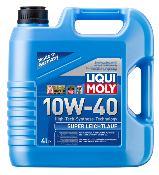 Liqui Moly 1916 масло моторное Super Leichtlauf SAE 10W40 SN A3/B4 полусинтетическое 4л