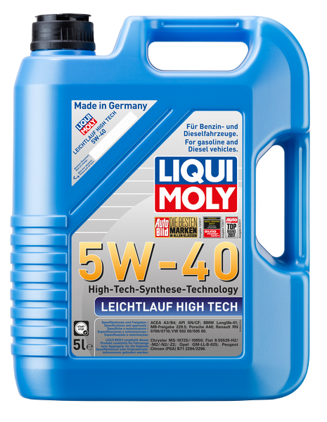 Liqui Moly 8029/3864 масло моторное Leichtlauf High Tech 5w40 SN синтетическое 5л