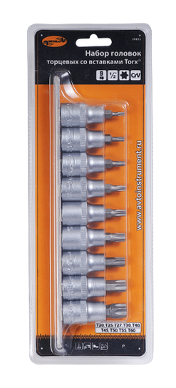 Набор головок вставка Torx 9пр (Т20-Т60)(планка) АвтоDело (39835)