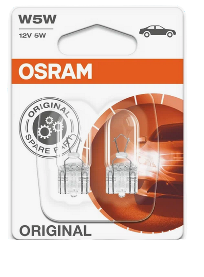 Автолампа 12V W5W (W2.1*9.5d) (блистер, 2шт) OSRAM (O-2825-2бл)