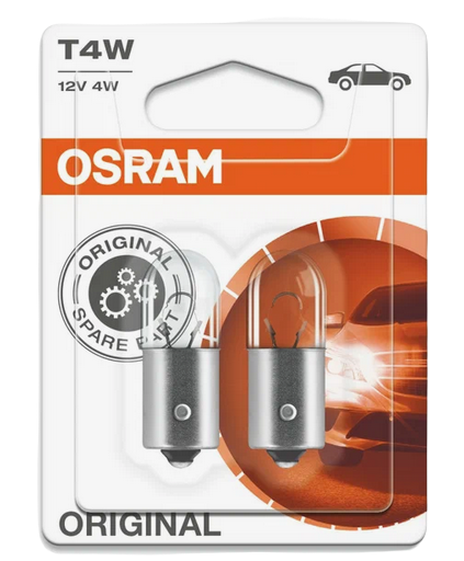 Автолампа 12V T4W (BA9s) (блистер, 2шт) OSRAM (О-3893-2бл)