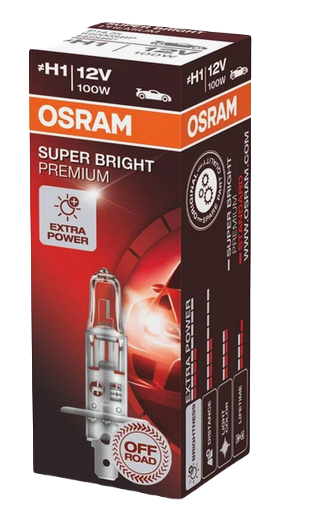 Автолампа 12V H1 (100) Р14.5s SUPER BRIGHT PREMIUM RALLY OSRAM (O-62200SBP)