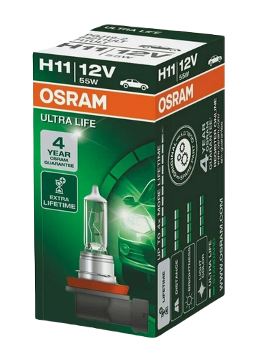 Автолампа 12V Н11 (55) PGJ19-2 ULTRA LIFE OSRAM (О-64211ULT)