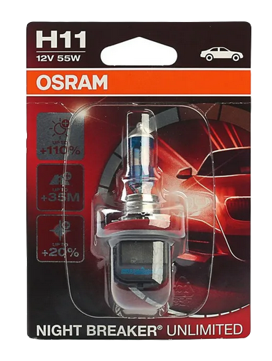 Автолампа 12V Н11 (55) PGJ19-2+110% NIGHT BREAKER UNLIMITED (блистер) OSRAM (О-64211NBUбл)