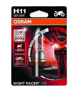 Автолампа 12V Н11 (55) PGJ19-2+110% NIGHT RACER 110 (блистер) OSRAM (О-64211NR1бл))