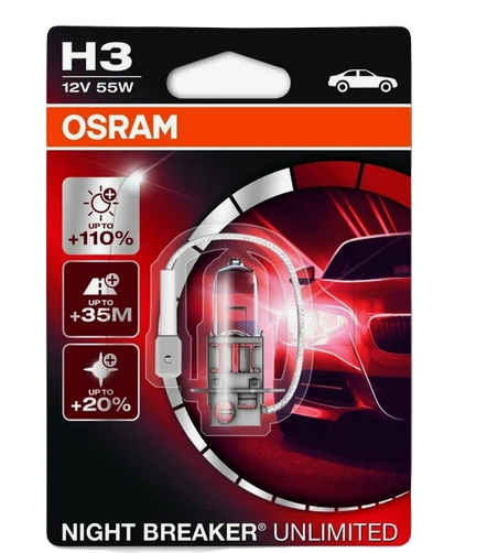 Автолампа 12V Н3 (55) РК22s+110% Night Breaker UNLIMITED (блистер) OSRAM (О-64151NBUбл)