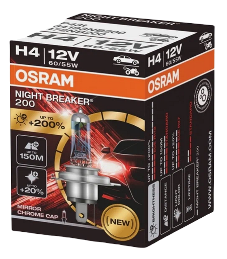 Автолампа 12V H7 (55) PX26d+200%  NIGHT BREAKER 200 3700К OSRAM (O-64210NB200)