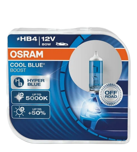 Автолампа 12V HB4/9006 (80) P22d+50% COOL BLUE BOOST 5000K (евробокс, 2шт) OSRAM (O-69006CBB2(EURO)