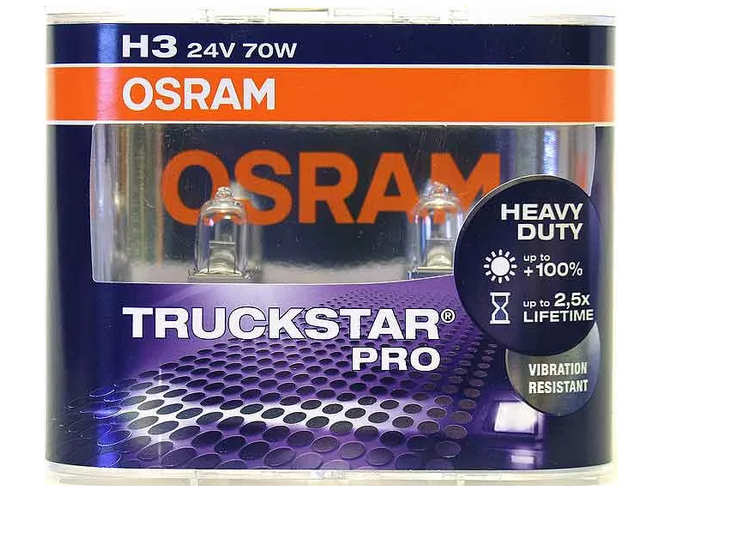 Автолампа 24V Н3 (70) РК22s+100% Truckstar Pro (евробокс, 2шт) OSRAM (О-64156TSP2)