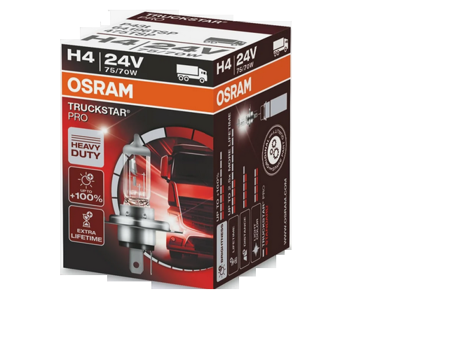 Автолампа 24V H4 (75/70) P43t-38 +100% TRUCKSTAR PRO OSRAM (O-64196TSP)