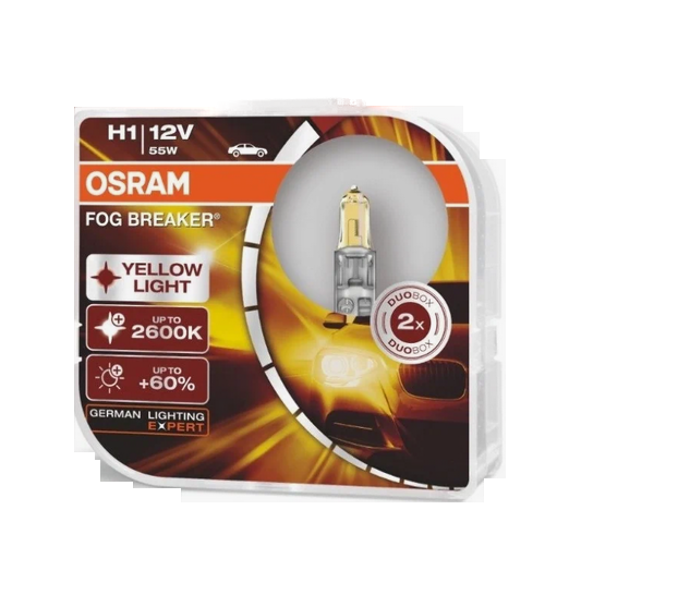 Автолампа 12V H1 (55) P14.5s FOG BREAKER (евробокс,2шт)  OSRAM (O-62150FBR2(EURO))