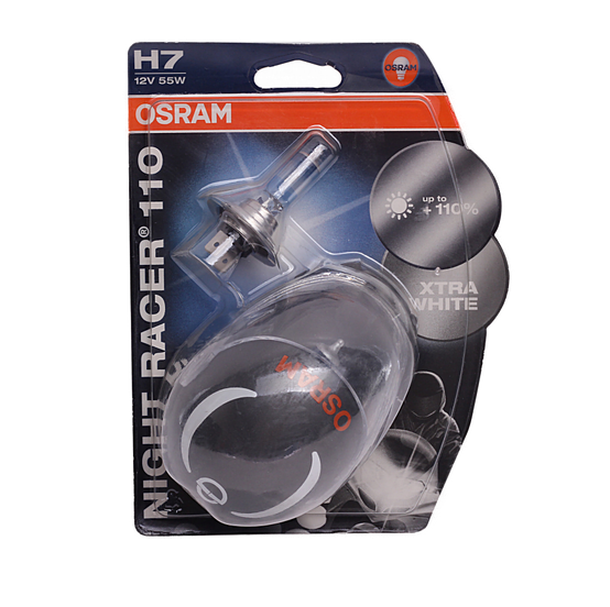 Автолампа 12V H7 (55) PX26d+110%  NIGHT RACER 110 (блистер,2шт)  OSRAM (O-64210NR1-2бл)