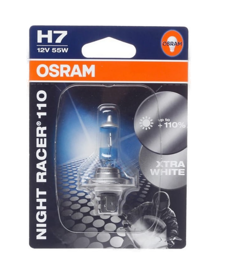 Автолампа 12V H7 (55) PX26d+110%  NIGHT RACER 110 (блистер)  OSRAM (O-64210NR1бл)