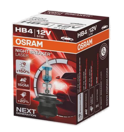 Автолампа 12V HB4 (51) P22D+150% NIGHT BREAKER LASER 3950K OSRAM (O-9006NL)