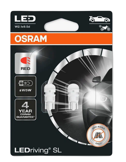 Автолампа 12V W5W (W2.1*9.5d) LED (блистер, 2шт) OSRAM (О-2825DRP-2бл)