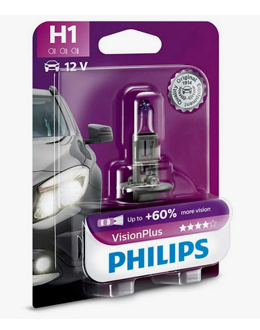 Автолампа 12V Н1 (55) Р14.5s+50% VISION PLUS (блистер) PHILIPS (P-12258 VPбл)