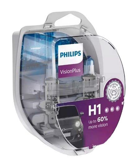 Автолампы 12V Н1 (55) Р14.5s+50% Vision+ (2шт.) PHILIPS/5 (12258 VP2)