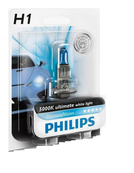 Автолампа 12V Н1 (55) Р14.5s Diamond Vision 5000K (блистер) PHILIPS (Р-12258DVбл)