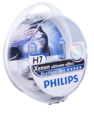 Автолампы 12V Н7 (55) РХ26d BLUE Vision ULTRA 4000K (2шт+2шт W5W) PHILIPS (P-12972 BV2)