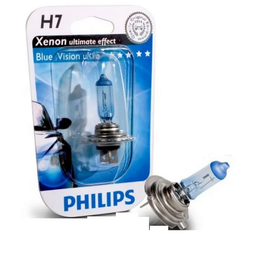 Автолампа 12V Н7 (55) РX26d Blue Vision Ultra 4000K блистер PHILIPS (P-12972 ВVбл)