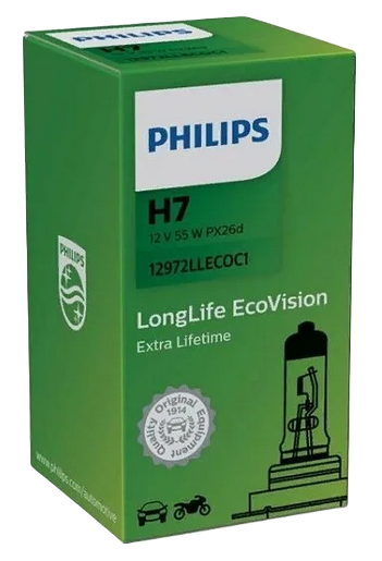 Автолампа 12V Н7 (55) PX26d LONG LIFE ECO VISION PHILIPS (P-12972LLECO)