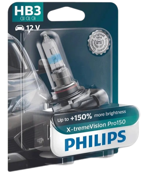 Автолампа 12V HB3/9005 (65) P20d+150% X-treme Vision PRO150 (блистер) PHILIPS (P-9005XVPROбл)