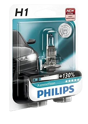 Автолампа 12V H1 (55) P14.5s+130% X-TREME VISION G-FOFCE (блистер) PHILIPS (P-12258XVGбл)