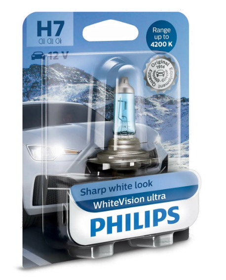 Автолампа 12V H7 (55) PX26d WHITE VISION ULTRA 4200K (блистер) PHILIPS (P-12972WVUбл)