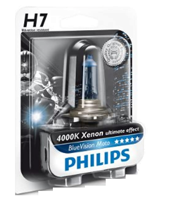 Автолампа 12V H7 (55) PX26d BLUE VISION MOTO 4000K PHILIPS (P-12972BVUBWбл)