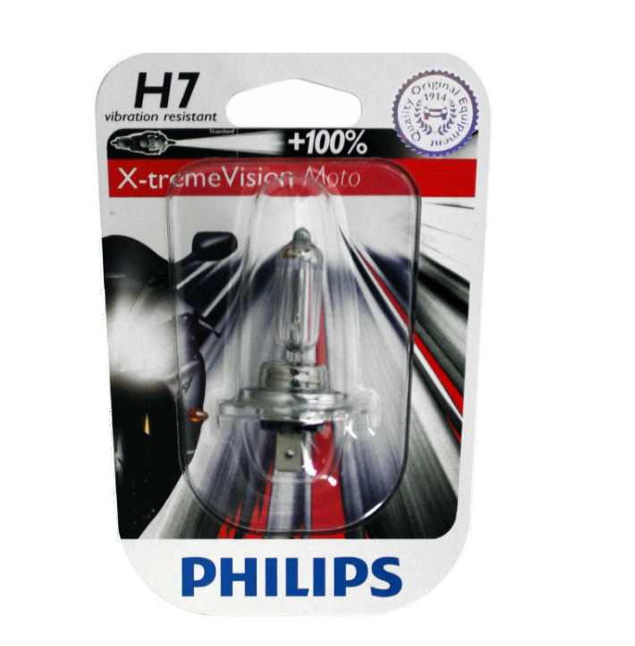 Автолампа 12V H7 (55) PX26d+100% X-TREME VISION MOTO (блистер) PHILIPS (P-12972XVBWбл)