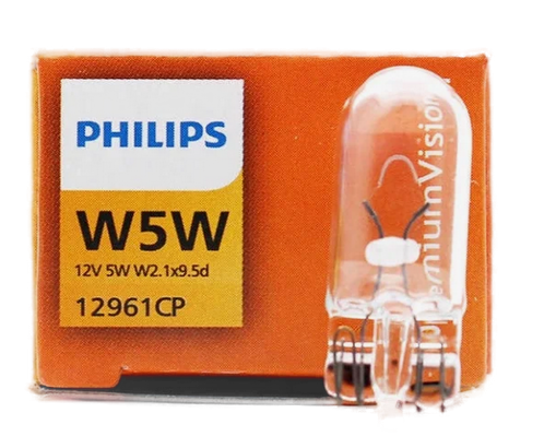 Автолампа 12V W5W (W2.1*9.5d)  PHILIPS (Р-12961)