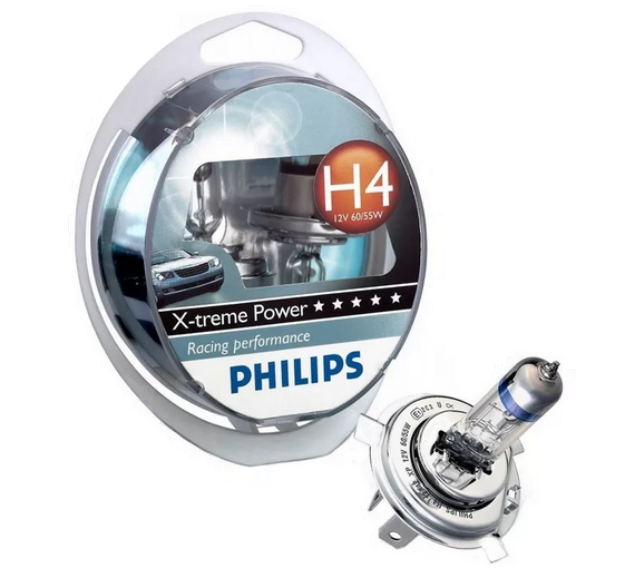 Автолампа 12V Н4 (60/55) Р43t-38+80% X-TREME POWER PHILIPS (P-12342 XP)