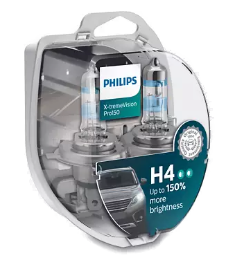 Автолампа 12V H4 (60/55) P43t-38+150% X-treme Vision Pro150 (2шт) PHILIPS (P-12342XVPRO2)