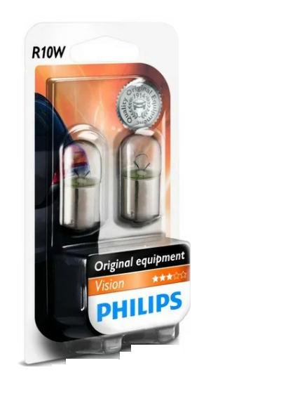 Автолампа 12V R10W (BA15s) (блистер, 2шт) PHILIPS (P-12814-2бл)