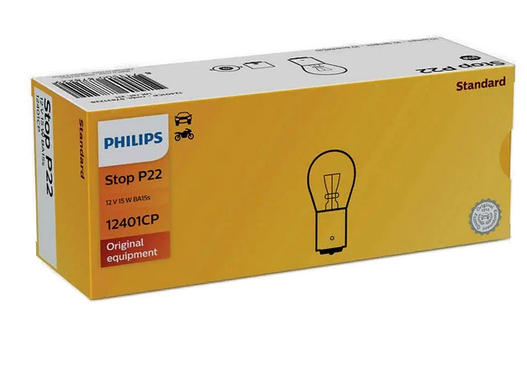 Автолампа 12V  P22 (15W) BA15s STOP PHILIPS (P-12401)