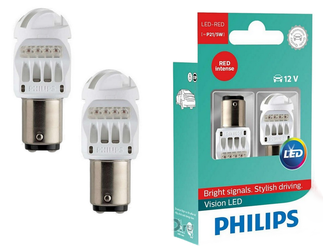 Автолампа 12V P21/5 LED RED INTENSE  (блистер)  PHILIPS (P-12836LED)