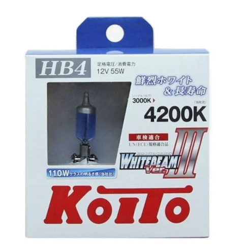 Автолампа 12V HB4/9006 55W (110W) HI-TEMP  2шт KOITO Whitebeam (P0757W)