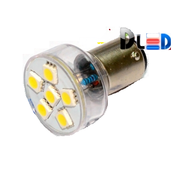 Автолампа 12V P21/5W BAY15D - SMD5050 6Led 1.44Вт Св/д Белый DLED